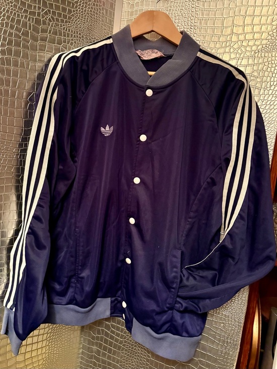 Vintage adidas Navy and White Satin Track Jacket - Picture 3 of 9